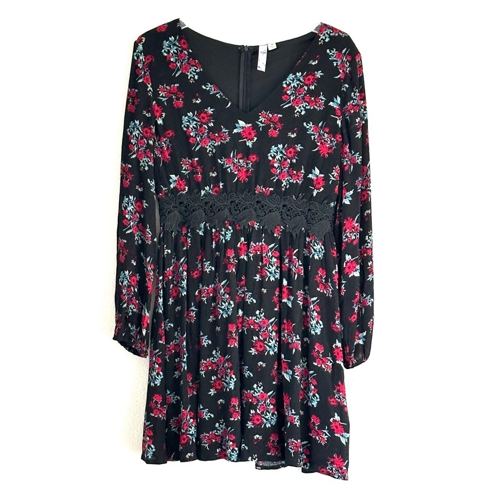 Black and Red Floral Fairy Festival Grunge Coastal Cowgirl Bohemian Boho Dress